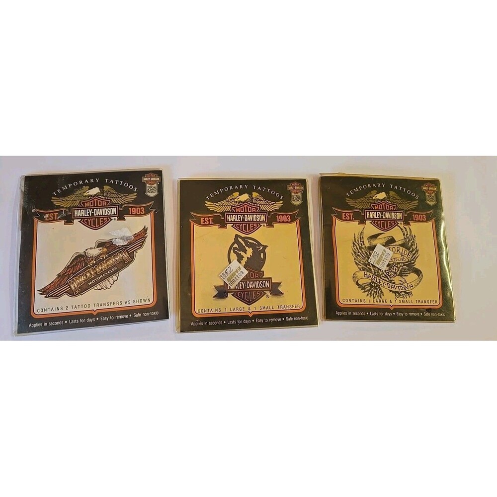 Vintage 1992-93 Harley-Davidson Motorcycles Eagle Wolf Temporary Tattoo Lot Of 3